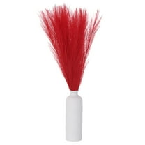 30PCS Faux Pampas Grass Decor, 24"/61cm Artificial Fluffy Grass Stems Fake Dried Flowers , Red