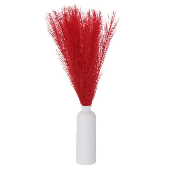 30PCS Faux Pampas Grass Decor, 24"/61cm Artificial Fluffy Grass Stems Fake Dried Flowers , Red