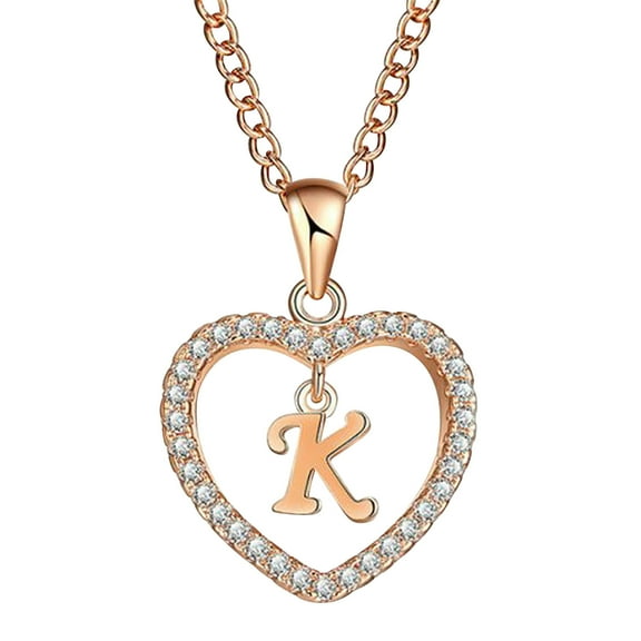 Guodhu Initial Heart Necklace for Women CZ Heart Letter A-Z Name Alphabet Pendant Necklace Valentine's Day gift