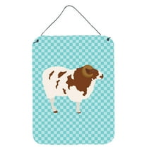 Caroline's Treasures BB8149DS1216 Jacob Sheep Blue Check Wall or Door Hanging Prints, 12x16, multicolor