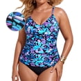 thumbnail image 6 of RELLECIGA Women's Push Up Tankini Top Twist Front Ruched Tankini Bathing Suits Vintage Swimsuit V-Neck Tummy Control Swimwear Top, 6 of 13