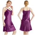 thumbnail image 2 of LYMAYTER Women's Satin Spaghetti Strap Nightgown V Neck Silk Slip Lingerie Dress Nightdress M-4XL, 2 of 8