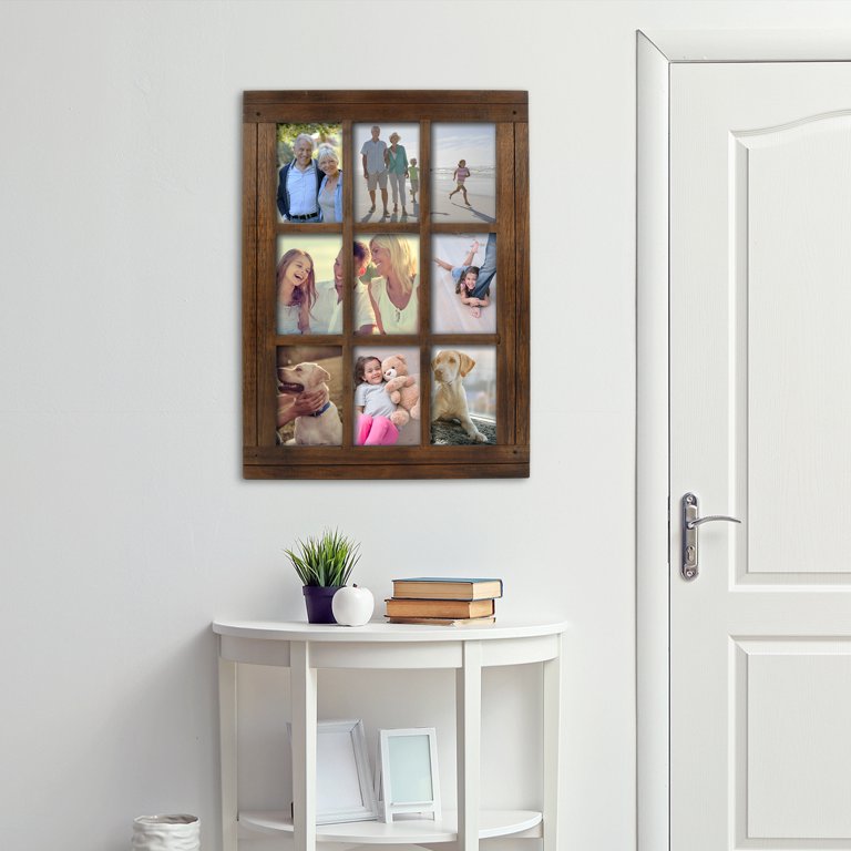 Prinz Homestead Distressed Walnut 9-Opening Collage Picture Frame