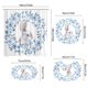 thumbnail image 3 of Cortina de ducha con forma de U, cuatro piezas de tela de conejo, decoración de baño con ganchos, cortina de ducha de poliéster azul y blanco., 3 of 6