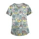 thumbnail image 2 of Blusa médica con cuello en V, cómoda y con estampado de animales lindos, ropa de trabajo multiusos para enfermeras SG, 2 of 9