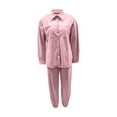 thumbnail image 6 of Fanxing Womens Two Piece Sets Plus Size Turn Down Collar Shirt Shacket Casual Loose Jogger Matching Corduroy Tracksuit Comfy Loungewear L, 6 of 6