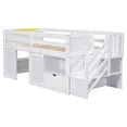 thumbnail image 5 of Kumix Loft Bed Twin Size, Low Loft Bed with Drawer, Shelf, Stair, Full Length Guardrail for Teens Adults, Noise-Free Loft Bed Frame for Bedroom, Spacious Under Bed Space, White, 5 of 7