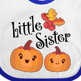 thumbnail image 4 of Inktastic Little Sister Pumpkins with Fall Leaves Girls Baby Bib, 4 of 4