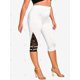 thumbnail image 3 of Leggings Recortados de Talla Grande de Encaje de Bloqueo de Color Rosegal Leggings de talla grande, 3 of 5