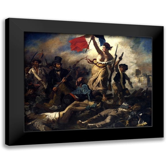 Delacroix, Eugene 14x12 Black Modern Framed Museum Art Print Titled - Liberty Leading the People