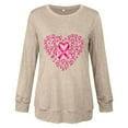 thumbnail image 3 of Women's Pink Ribbon Sweatshirt Breast Cancer Awareness Heart Print Pullover Long Sleeve Casual Loose Tops, 3 of 3
