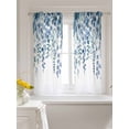 thumbnail image 3 of Eucalyptus Blue Tier Curtains 45 Inch Length,Sheer Curtains for Bedroom Living Room Window, Farmhouse Leaves Summer Spring Rod Pocket Voile Drapes Kitchen Curtains for Small Window 27.5"x45" 2 Panels, 3 of 7
