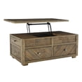thumbnail image 2 of Benzara Wooden Lift Top Cocktail Table with 4 Drawers and Knots Details, Brown, 2 of 3