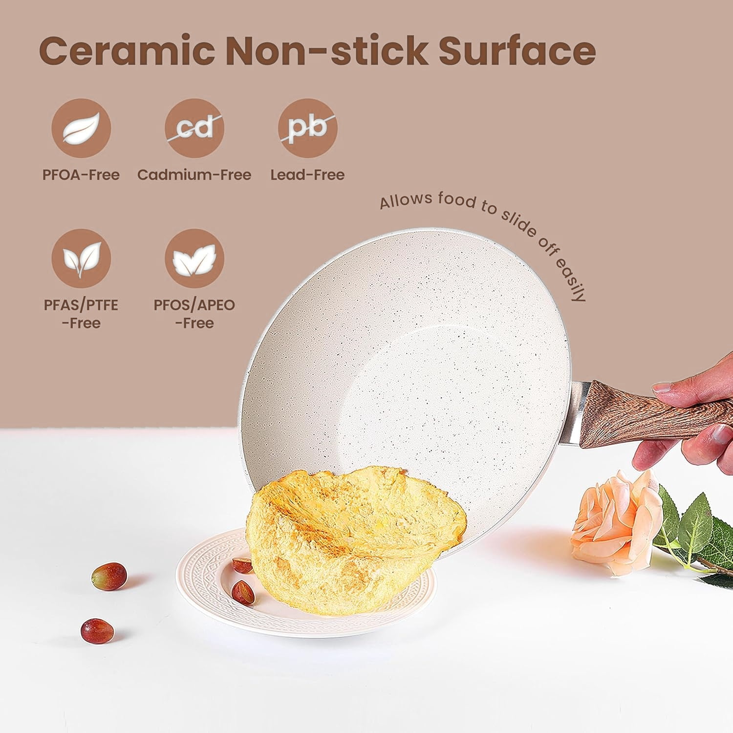 17pcs Pots and Pans Set, Nonstick and Non-Toxic Cookware Set with Stay-Cool Handles, Induction Compatible, Oven Safe, White