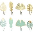 thumbnail image 1 of Conjunto de 8 hojas decorativas ganchos de hierro planta llavero moderno montado en la pared individual, 1 of 5