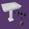 thumbnail image 3 of White Large Vitreous Victorian Pedestal Sink w/Widespread Black Belle Faucet Bathroom Sink Tap| Renovators Supply, 3 of 6