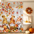thumbnail image 5 of Gnomes Fall Shower Curtains for Bathroom, Maple Leaf Thanksgiving Pumpkins Brown Wood Waterproof Fabric Shower Curtain, Decorative Bathroom Curtain for Bathtub, 36"x72", No Hooks Included, 5 of 9