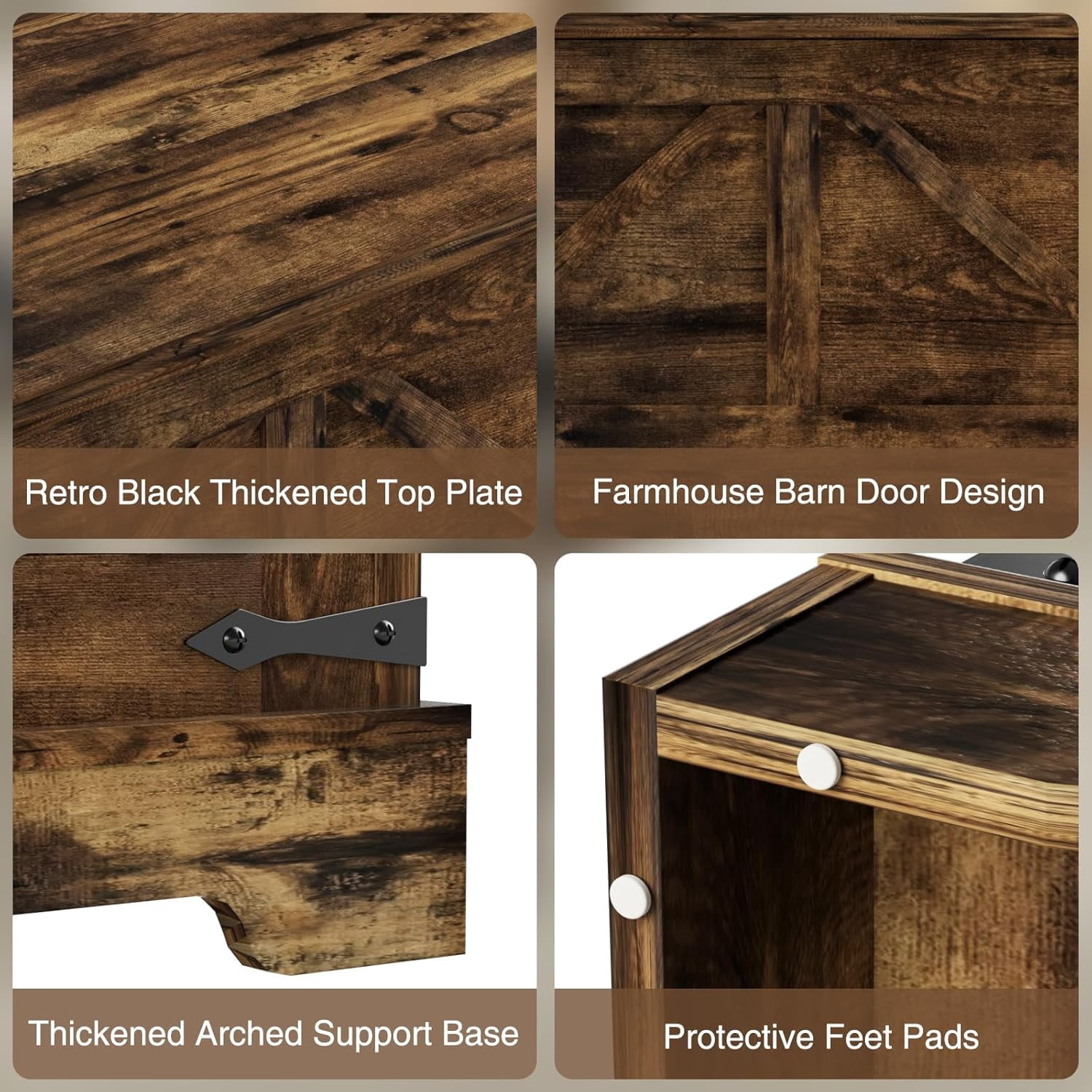 VEANERWOOD 35.4" Lift Top Coffee Table, Farmhouse Wood Square Center Table with Storage & Charging Station Hidden Compartment for Living Room, Home Office