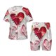 thumbnail image 1 of Balery Textured Heart Abstract Art Conjunto de Pijama Infantil de Manga Corta con Estampado – Ropa de Dormir de Algodón Suave-3X-Large, 1 of 5