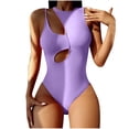 thumbnail image 2 of BONIXOOM One Piece Swimsuit Women Cut-Out None Solid One-Piece Shorts Summer Swimwears on Clearance Purple Size 8, 2 of 5