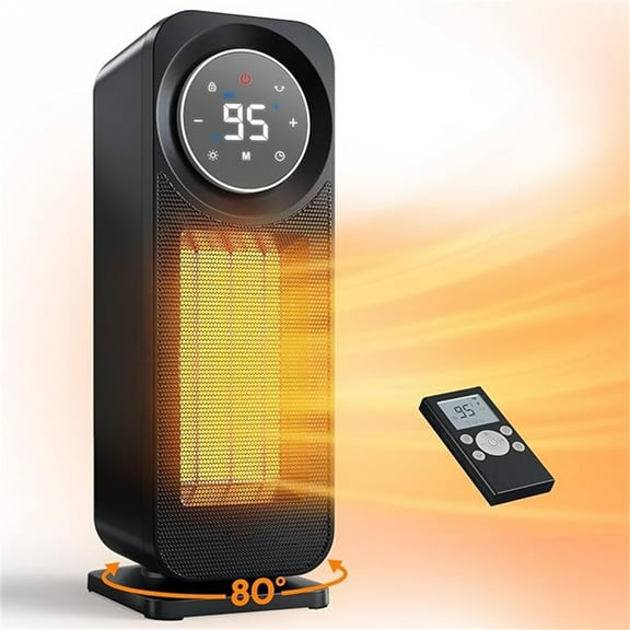 Touch Panel Space Heaters for Indoor Use, 1500W Fast Heating Electric Heater with Remote, 5 Modes, Quiet and Night Light, tat Control, I for Bedroom, Office
