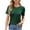 New1/Green, variant on Otvok Womens Tops New Short Sleeve Round Neck Solid Color Button Casual Fashion Blouse