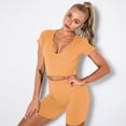 thumbnail image 1 of Conjuntos de entrenamiento para mujer, camiseta sin mangas acanalada, Top corto sin costuras, conjunto de gimnasio de cintura , conjuntos de panta Café Ligero M Baoblaze pantalones cortos de sujetador de yoga, 1 of 7