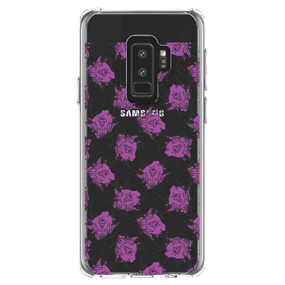DistinctInk Clear Shockproof Hybrid Case for Samsung Galaxy S9  PLUS (6.2" Screen) - TPU Bumper Acrylic Back Tempered Glass Screen Protector - Wildflower Purple Graffiti