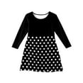 thumbnail image 5 of Abcomgle Girls Long Sleeve Dresses 10-12 Casual A-Line Fall Girls T-Shirt Dresses Polka Dot Crew Neck Girls Skater Dress Beach Swing Dresses for 4-14t Kids 5-6 Years,Black, 5 of 5