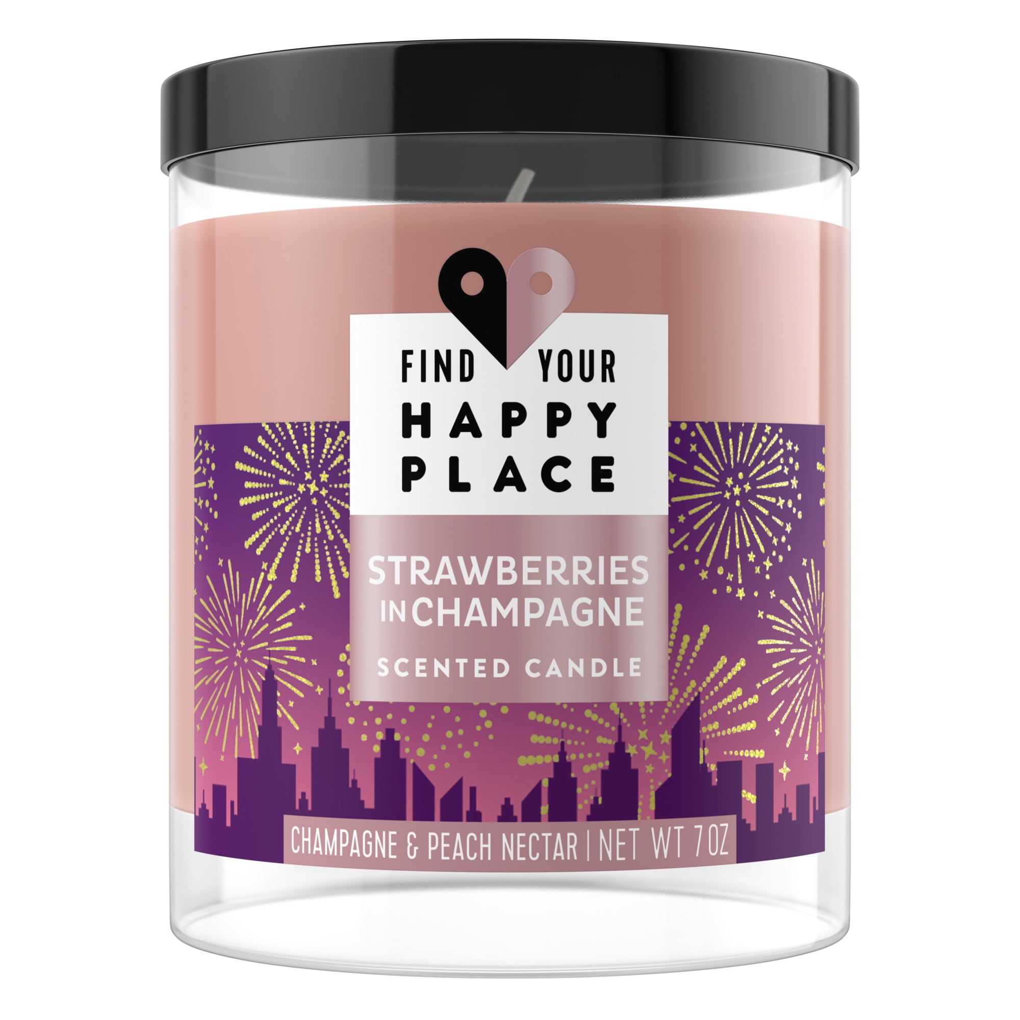 Find Your Happy Place Scented Jar Candle Strawberries in Champagne, 7 oz