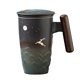 thumbnail image 3 of Taza de té con leche y tapa, original, hecha a mano, con asa de madera, divertida. G, 3 of 7