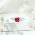thumbnail image 4 of Rosec Jewels Certified Princess Cut Created Ruby Solitaire Ring with Diamond Side Stones, 925 Sterling Silver, US 3.00, 4 of 9