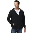 thumbnail image 3 of QPNGRP Men's Full-Zip Hoodie Lightweight Hoodie Sweatshirt Jacket Solid Hooded with Kanga Pocket Black 5XL, 3 of 6