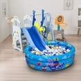 thumbnail image 4 of HTOOQ 3 Rings Kiddie Pool for Toddler, 48”X12”，Kids Swimming Pool, Inflatable Baby Ball Pit Pool (Blue), 4 of 7