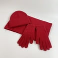 thumbnail image 4 of MIASHUI Solid Color Knit Hat, Scarf, and Gloves Three-Piece Set, Knit Fake Wool Yarn Scarf Red Christmas Hat Set RD1, 4 of 4