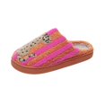 thumbnail image 2 of Domzle Embroidered Womens Mens Slippers Puffy Soft Comfortable Non Slip Slides Winter Indoor Flat Warm House Slippers Orange Wide-7.5, 2 of 7