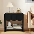 thumbnail image 3 of Wirrytor Farmhouse Black Fluted Nightstands Set of 2, Mid-Century Chic End Table with Drawer and Open Shelf Storage, Curved Edge Bedside Table for Bedroom Living Room, 3 of 8