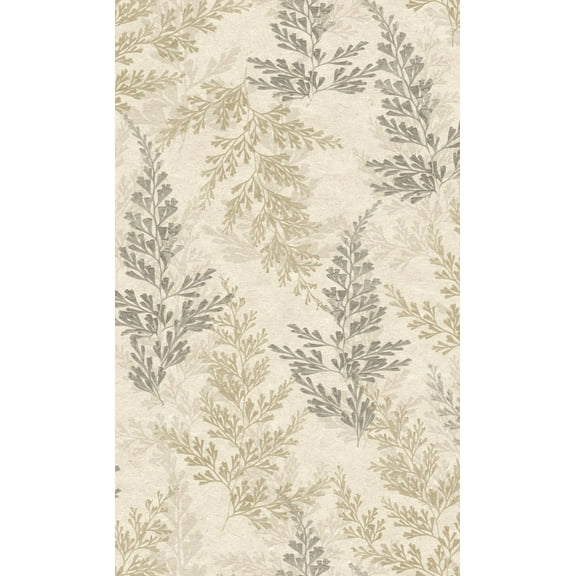 Warm Beige Wild Herbs Leave Tropical Double Roll Non-Woven Non-Pasted Textured Wallpaper 57 Sq. Ft.