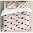 thumbnail image 1 of Eyelash Duvet Cover Set King Size, Doodle Style Open and Closed Eyes Hand Drawn Sketch Abstract Cute Kids Design, Decorative 3 Piece Bedding Set with 2 Pillow Shams, Rose Black White, by Ambesonne, 1 of 3