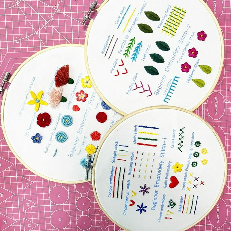 Lieonvis DIY Embroidery Stitch Practice Kit Handmade Embroidery Starter Kit to Learn 30 Different Stitches Hand Stitch Embroidery Skill Techniques for