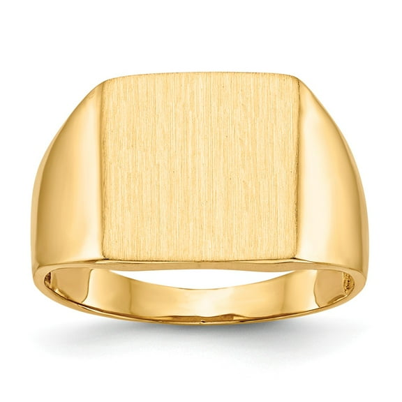 14K Yellow Gold Ring Band Signet 13.0x13.0mm Open Back Men's