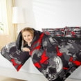 thumbnail image 4 of Manfei Gothic Skull Skeleton Queen Comforter Set,Spooky Halloween Bedding Sets,Red Gray Bedding Comforter Set For Boys Kids,Microfiber Bedroom Decor Reversible,3-Piece, 4 of 8