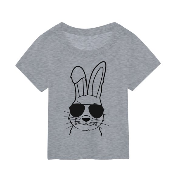 AJIWYH Polo Shirts,Toddler Summer Children's Easter Cartoon Bunny Print Short Sleeved T Shirt for Boy and Girl Out Wear Top,Kids Uniform Shirts for 3-4 Years,Grey