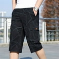 thumbnail image 2 of Men's & Big Capri Long Elastic Cargo Shorts Below Knee Shorts 3/4 Cotton Ripstop Workwear Cargo Casual Shorts with Multi-Pockets Size 2XL-6XL Navy, 2 of 8