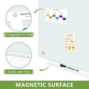 Magnetic Glass Whiteboard 48'' x 36'' Large Tempered Glass Dry Erase Board for Wall, Frameless Whiteboards Magnetic Dry Erase White Board for Wall