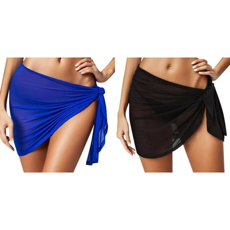 Rinsvye 2 Pcs Women Sheer Wrap Knot Women s Swimwear Cover Ups Bottoms Cover Up Skirt without Swim Wrap Skirt Cover Up Bikini Beach Wrap Bikini Shiny Wraps Cover Ups for Swimwear
