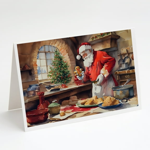 Cookies with Santa Claus Greeting Cards Pack of 8 7 in x 5 in