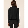 thumbnail image 4 of Chaqueta con bolsillo y cuello levantado para mujer Abrigo corto peplum con botones Negro M, 4 of 5