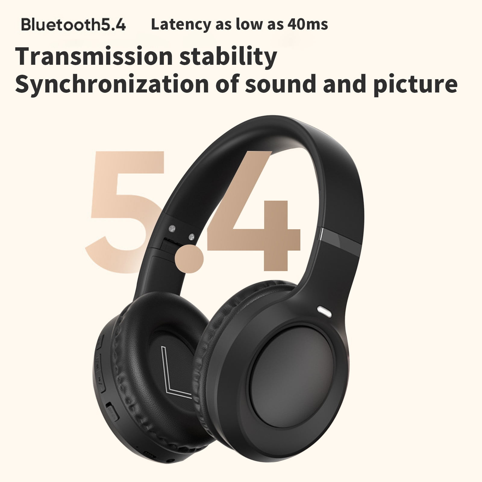 Wireless Headphones Bluetooth On-Ear Headset with Microphone,Black