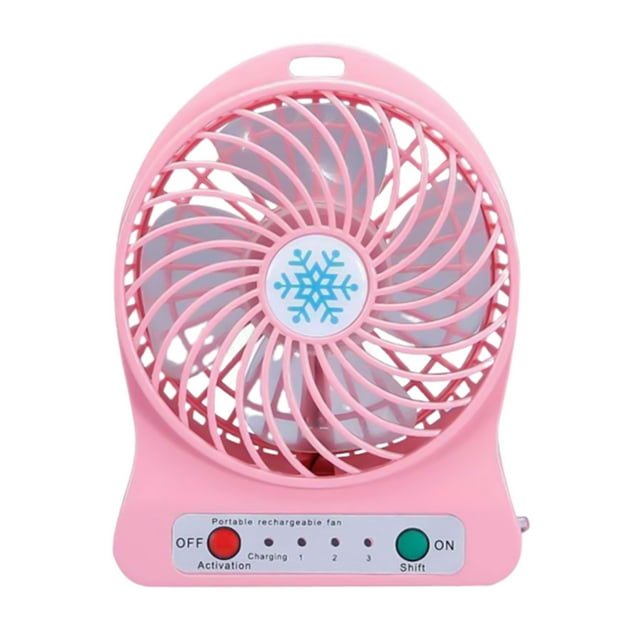 EGNMCR Portable Small Desk Fan, Mute Snowflake Fan With LED Lantern, Three Gear Indicator Light, 1200mAh Rechargeable Battery Operated USB Fan, For Office, Bedroom Electric Fan